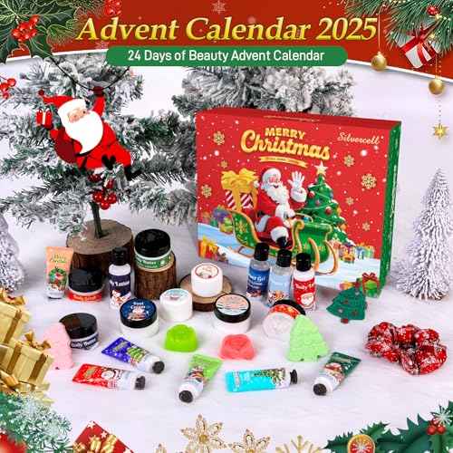 Silvercell Advent Beauty Calendar 2025 Christmas Gifts for Women, Advent Calendar for Teen Girls Bath and Body Gift Set, 24 Days of Christmas Surprise Box Spa Gifts for Women & Teen Girls