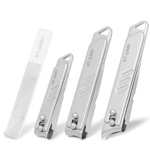 KT-GARY Nail Clippers Set,4pcs Anti Splash Nail Clippers with Nail File,Professional Stainless Steel Finger&Toenail Clippers Nail Cutter for Men& Women