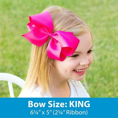 Wee Ones Girls' Pink Wonderland Christmas Hair Bows, Embroidered Moonstitch or Holiday Print Grosgrain on WeeStay no-slip clip, King, Tree Stitch