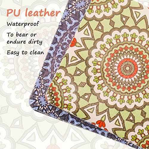 Mandala Design Pocket Mirror Mini Travel Makeup Purse Compact Accessories Beauty Magnifying Double Sides Pocket Mirror Portable Handheld Folding PU Leather Supply for Women(6 Pieces)