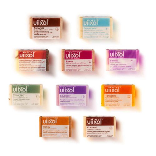 Handmade Soap Bars Set of 10, Almonds, Coconut, Honey, Lavender, Peppermint, Rosemary, Roses, Sandalwood, Tangerine, Violets 3.5 oz each