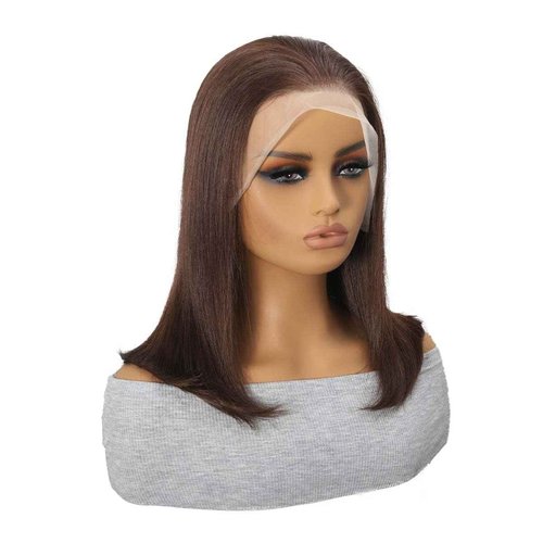 SEXAY Brown Bob Wig Human Hair 13x4 HD Lace Front Wig 100% Unprocessed Brazilian Virgin Human Hair #4 Bob Wigs Pre Plucked Natural Hairline with Baby Hair Brown Color Bob for Women(14")