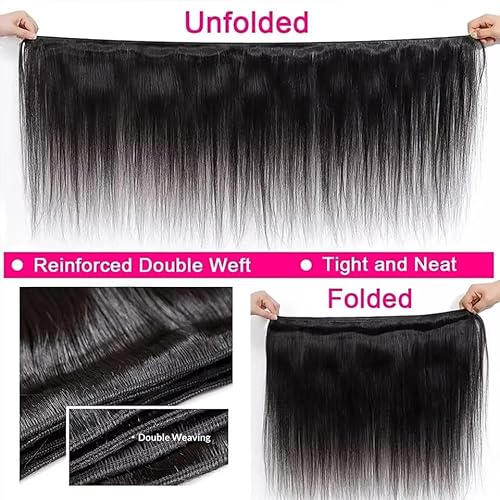 12A Straight Hair Bundles Brazilian Straight Human Hair 20 22 24 Inch 100% Unprocessed Virgin Weave Human Hair Raw Remy 3 Bundles Natural Color
