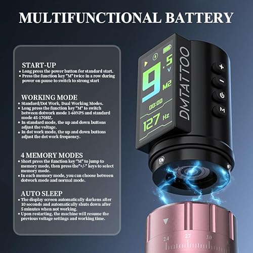 Tattoo Gun Kit Wireless Machine Kit 7 Strokes Length with 2300mAh Batteries Power Supply 11 Tattoo Ink 20 Pcs Tattoo Needle Cartridges for Beginner and Artist