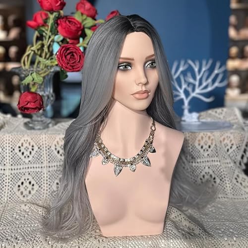J&F CO. Realistic Europe and America Female Mannequin Head with Shoulder Display Manikin Heads Bust Wig Stand with Head for Wigs,Caps,Makeup,Beauty Accessories (DP 496 YH)