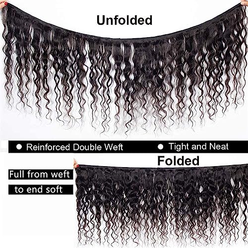 Water Wave Bundles Human Hair Soft Brazilian Virgin Human Hair 100% Unprocessed Wet and Wavy Curly Bundles Natural Black Color Can Be Dyed Total 300g 14 16 18 Inch