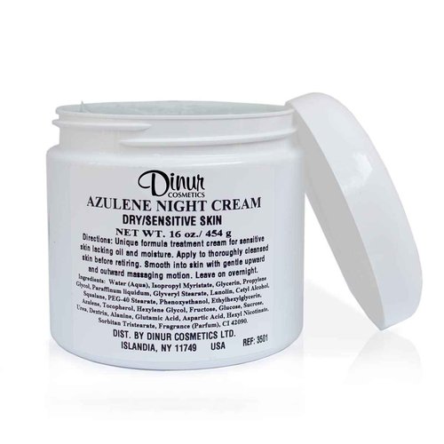 Dinur Cosmetics Azulene Night Cream for Dry/Sensitive Skin Good for Hydration Intensive Care Tightens Skin 16 oz./ 454 g
