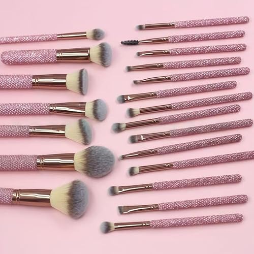 Professional Makeup Brush Set, 23 Pieces, Pink and White, Synthetic Brushes with Diamond Handle, Powder, Contour and Eye Shadow Brushes (23 pieces of white)