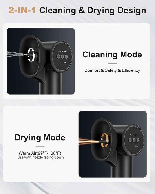 Ear Wax Removal Kit- Ear Cleaner with Hot Air Drying and Waste Water Tank,5 Water Pressure Modes for Safe & Effective Ear Cleaning and Earwax Removal (Black)
