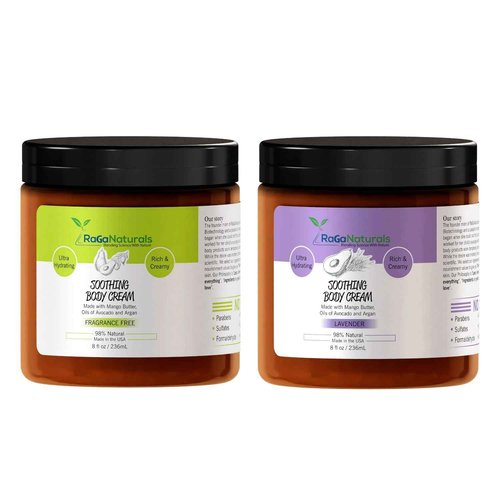 Fragrance Free and Lavender Face and Body Cream, All Natural Ultra Rich Body Butter Cream for Women, Men and Kids - 8fl oz