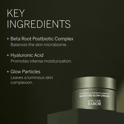 BABOR Microbiomic Moisture Glow Cream, Lightweight Daily Moisturizer with Light-Reflecting Pigments, Instant Glow and Hydration, Prebiotics & Probiotics Facial Cream, Radiant Even Complexion, 1.7 oz