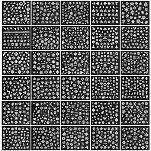 30 Sheets Christmas Snowflake Nail Stickers, Winter Snowflakes Christmas Nail Decals 3D Self Adhesive Nail Art Stickers Xmas Nail Designs White Snowflake Stickers for Nails Decor Women Nail Supplies