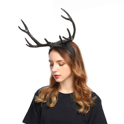 Handmade Gothic Steampunk Deer Antlers Headband Retro Headpiece Hallowmas Christmas Cosplay Photo props Hair Accessories (Black)