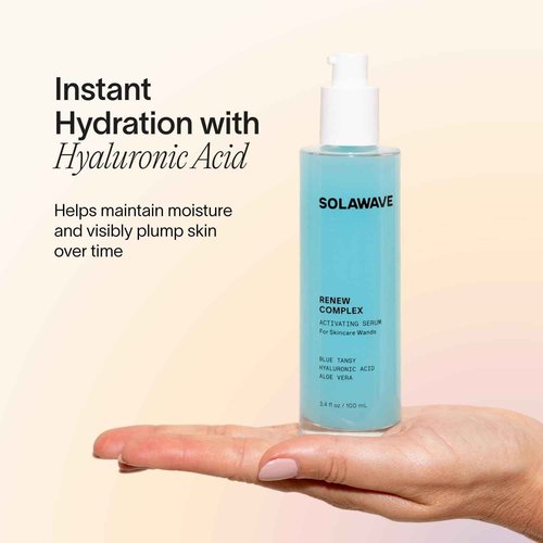 Solawave Renew Complex Red Light Therapy Activation Serum for Face & Neck | Pairs with LED Facial Wand Device | Hydrates & Plumps the Skin | Blue Tansy, Aloe Vera, Hyaluronic Acid (2 Pack - 1 Oz)