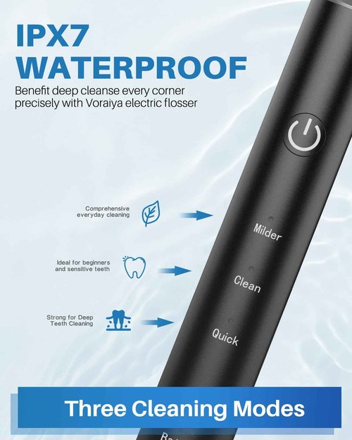 Voraiya Electric Flosser for Teeth Reusable Dental Floss with 50 Replacement Heads,Dentist Recommended Tooth Flossers,Water Flosser Alternative,Rechargeable Dental Floss Picks for Adults