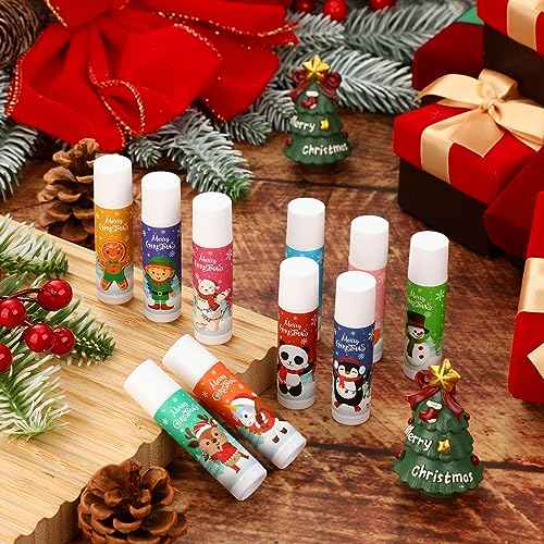 Dunzy 100 Pack Hello Fall Thanksgiving Party Gifts Bulk Lip Balms Favors Employee Appreciation Gifts Thank You Gifts Team Inspirational Gifts for Women Men Coworkers Satff Teachers(Santa)