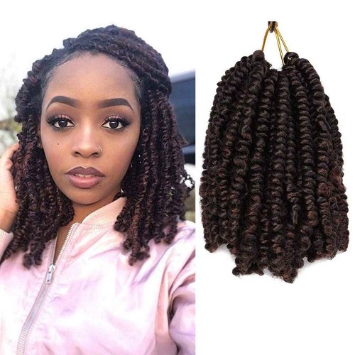 Dorsanee Short Bob Spring Twist Crochet Hair 6 Inch 6 Packs Pre-twisted Curly Braids Pre-looped Mini Passion Twists Fluffy Synthetic Hair Extensions (T33#)