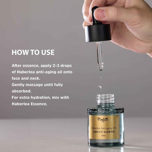 Trafiti Haberlea Oil – Natural Anti-Aging Moisturizer for Dry Skin, Fine Lines & Wrinkles, Lightweight Face Oil for Hair & Body – All Skin Types – Made in Taiwan – 25ml / 0.85 fl oz