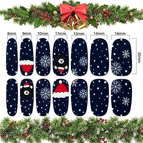 WOKOTO 12 Sheets Christmas Nail Polish Strips Wraps Self Adhesive Full Nail Wraps for Nails Santa Claus Elk Snow Man Christmas Tree Christmas Nail Decals Sticker Nails for Nail Art Gel Strips