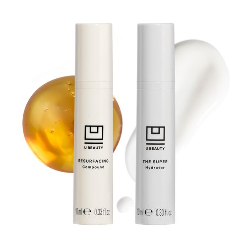 The U Beauty Duo - Resurfacing Compound & SUPER Hydrator Set - Vitamin C & E, Retinol, Hyaluronic Acid - Moisturizing Face Serum for Smooth, Hydrated and Softer Skin, Set of 2 0.33 fl.oz Trial Size