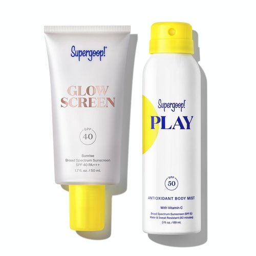 Supergoop! Glowscreen SPF 40, Sunrise (1.7 fl oz) + PLAY Antioxidant Body Mist SPF 50 (3 fl oz) - Broad Spectrum Body & Face Sunscreen Recommended for Sensitive Skin