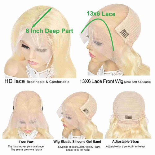 DUGPOB 30 Inch 613 13x6 Lace Front Wig Human Hair Straight Blonde Wigs Human Hair 613 Wigs Lace Frontal 13x6 HD Lace Wigs Straight Pre Plucked Human Hair Blonde Wig for Women