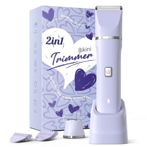 Electric Razors for Women - Wet/Dry Womens Electric Shaver for Bikini/Pubic Hair/Face/Legs/Intimate Area, epilators Hair Removal with Dock Charging, Christmas Gifts & Stocking Stuffers (Purple)
