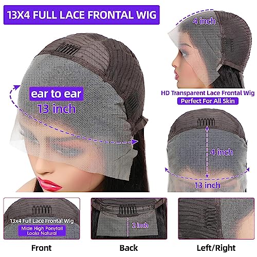 Water Wave Lace Front Wigs Human Hair 180% Density Pre Plucked with Baby Hair 13x4 Hd Transparent Water Wave Lace Frontal Wigs 22Inch Wear and go Glueless Wet and Wavy Wig for Women