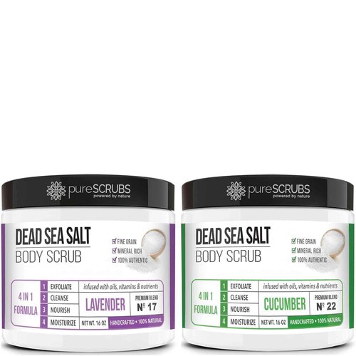 pureSCRUBS Lavender Dead Sea Salt Scrub + Cucumber Body Scrub