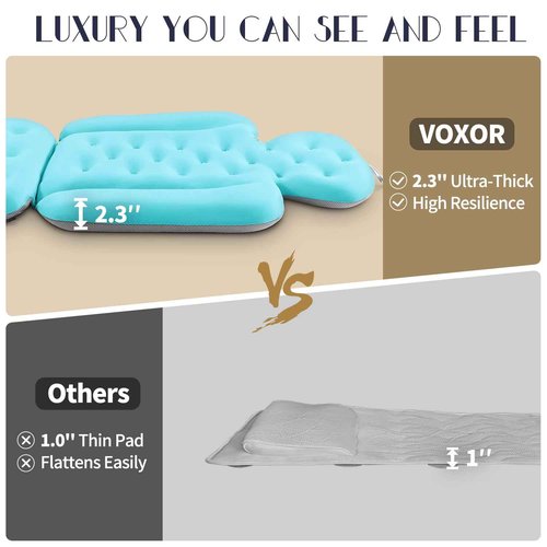 Full Body Bath Pillow for Bathtub, Thick Bathtub Cushion with Laundry Bag, Luxury Tub Pillow for Bath for Headrest Neck and Back Support Ocean Blue 56" x 16"