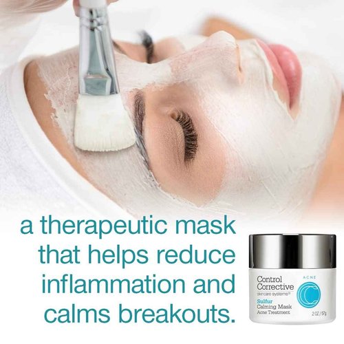 CONTROL CORRECTIVE Sulfur Calming Mask – 10% Sulfur Clay Treatment for Blemish-Prone Skin, Soothing Aloe & Clay Formula, 2 oz