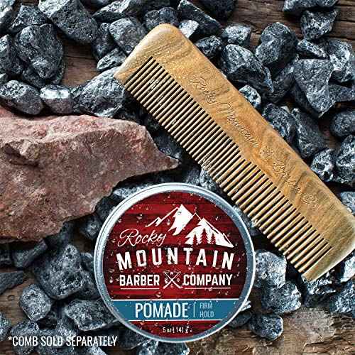 Rocky Mountain Barber Company Pomade for Men - 5 oz Tub Classic Styling Product with Strong Firm Hold for Side Part, Pompadour & Slick Back Looks ? High Shine & Easy to Wash Out ? Water Based