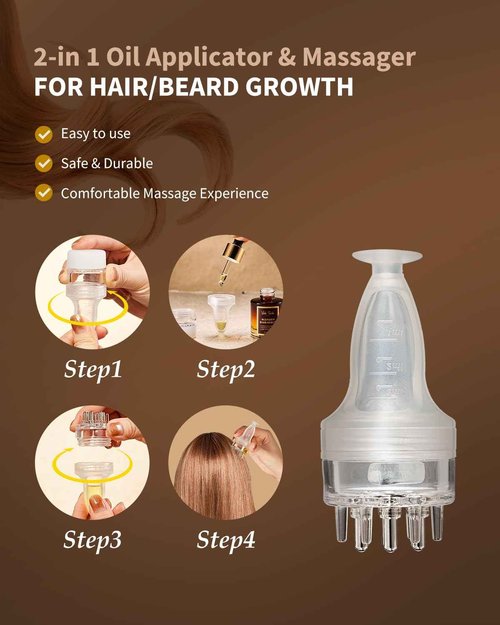 VEDA TINDA SCENT Hair Serum Applicator & Rosemary Oil & Moroccan Argan Oil, Scalp Massager for Hair Growth, Scalp Care Essential Oil Set for Men and Women