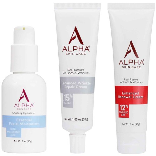 Alpha Enhanced Renewal 2oz and Enhanced Wrinkle Repair 1.05oz and Essential Facial Moisturizer with Acid 2oz