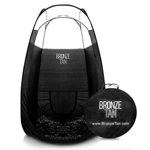 Bronze Tan Pop Up Spray Tan Tent for Professionals - Waterproof Booth With FREE Portable Carrying Case - Self Tanning Black