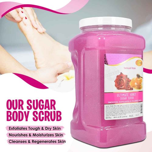 SPA REDI – Sugar Body Scrub, Sensual Rose, 128 Oz, Exfoliating, Moisturizing, Hydrating and Nourishing, Glow, Polish, Smooth and Fresh Skin - Body Exfoliator