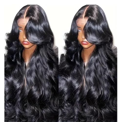 Human Wave Lace Wigs Glueless Lace Wigs Human Hair Density 13x6 Lace Wigs, Human Hair Pre-Plucked Pre-Cut 13x6 HD Lace Wigs-Size: 28 Inch