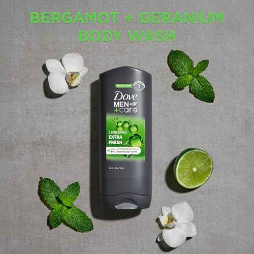 DOVE Men + Care Body Wash and Face for Fresh, Healthy-Feeling Skin Extra Fresh Cleanser That Effectively Washes Away Bacteria While Nourishing Your 13.5 oz
