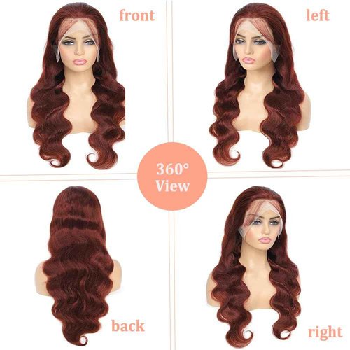 KINSTAR 13x6 Reddish Brown Lace Front Wigs Human Hair HD Lace Front Wigs Human Hair 180 Density Body Wave Frontal Wigs Human Hair with Baby Hair Colored Glueless Wigs 14Inch