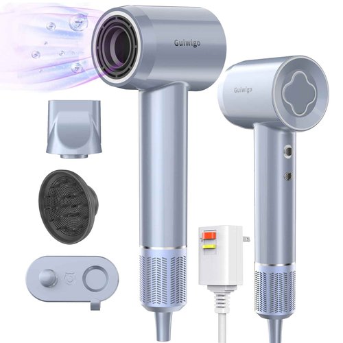 Hair Dryer, Guiwigo High Speed Professional Ionic Hair Dryers with Diffuser,Nozzle,Wall Mount, 3 in 1,Fast Drying,Low Noise,200 Million Negative Ions,Hair Dryers for Women,Men,Kids,Pets,Gift