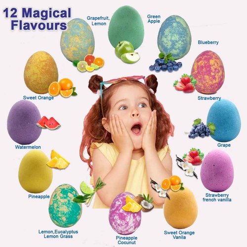 Christmas Bath Bombs for Kids with Surprise Toys Inside, 12 Pack Organic Bath Bombs Gift Set, Unicorn Bath Bombs for Girls with Jewelry Inside, Organic Bath Bombs for Kids Girls with Surprise Inside