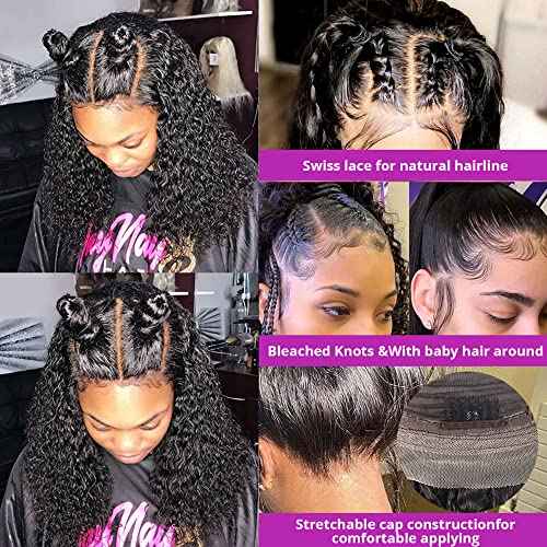 Venice Hair 13x6 Lace Front Human Hair Wigs for Black Women Virgin Curly Human Hair Wigs Short Lace Frontal Wig Pre Plucked with Baby Hair (12inch, 150% density)