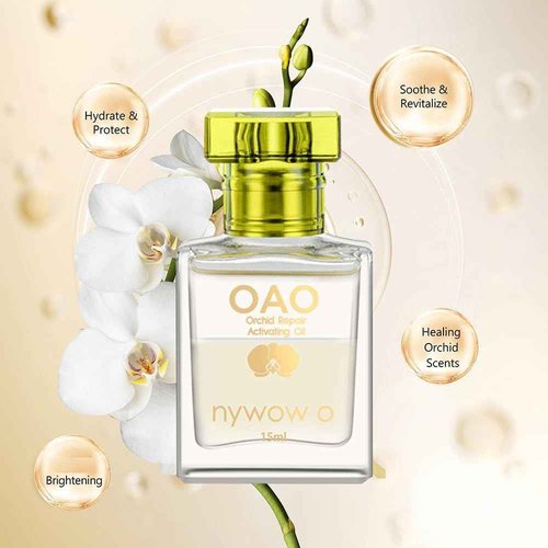 NYWOW O Orchid Hydration Facial Oil, Lightweight Botanical Face Oil for Deep Moisture & Radiance, Plant-Derived, for Dry & Sensitive Skin, 0.51oz