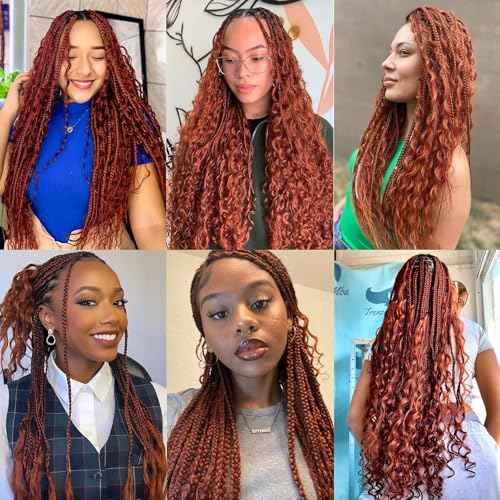 Boho Human Hair for Braiding 24 Inch Ginger #350 - 2 Bundles 100g Deep Wave Bulk for Knotless Braids (Curly, #350, 24 Inch)