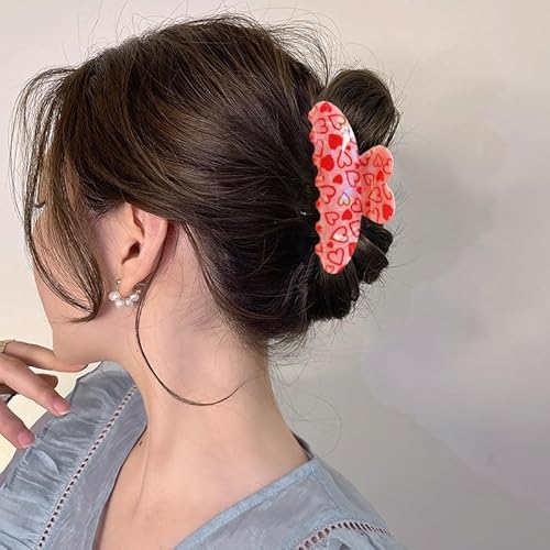 Heart Hair Claw Clips Red Heart Laser Design Hair Clips Holiday Hair Accessories Large No-Slips Hair Jaw Clips Hair Barrette for Hairstyling Women Wedding Party Hair Decoration