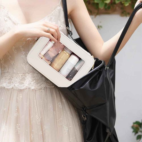 FFpaw Clear Makeup Bag Set, Travel Makeup Case Clear Cosmetic Travel Bag Small Makeup Organizer Mini Make Up Pouch for Purse Waterproof Toiletry Bag Portable Car Essentials Car Organizer