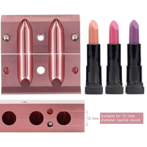 DIY Lipstick Mold With Stripper, 2/4/6 Cavities 12.1 Aluminum Alloy Rose Gold Dual Uses Lip Balm Maker Tool (6 Holes)