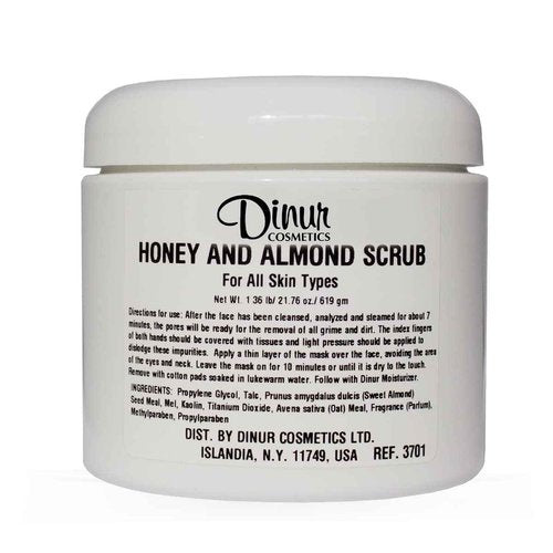Dinur Cosmetics Almond Honey Facial Scrub Exfoliator for All Skin Types Natural Exfoliation with Almond Meal for Smooth, Radiant and Healthy Skin