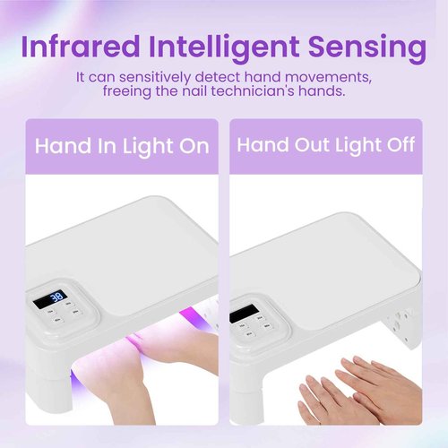 ESUOHYM 180W UV LED Nail Curing Lamp with Auto Sensor & 4 Timer Settings, Professional Gel Nail Dryer Light with Arm Rest, Fast Drying for Gel Polish, Press on Nails, Salon & Home Use