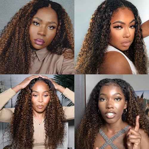P1B30 Highlight Brown Human Hair Bundles Ombre Water Wave 3 Bundles 18 20 22 inch Two Tone Black and Brown Bundle 300g